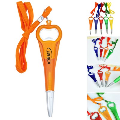 Bottle Opener Pen with Lanyard