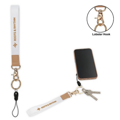Elegant 3/4" Sublimation Wristlet Keychain with Faux Leather Trim