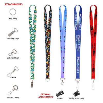 3/4" Full Color Dye Sublimated Lanyard