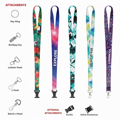 3/4" Full Color Dye Sublimated Lanyard