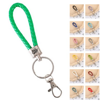 Elegant Braided Leather Keychain